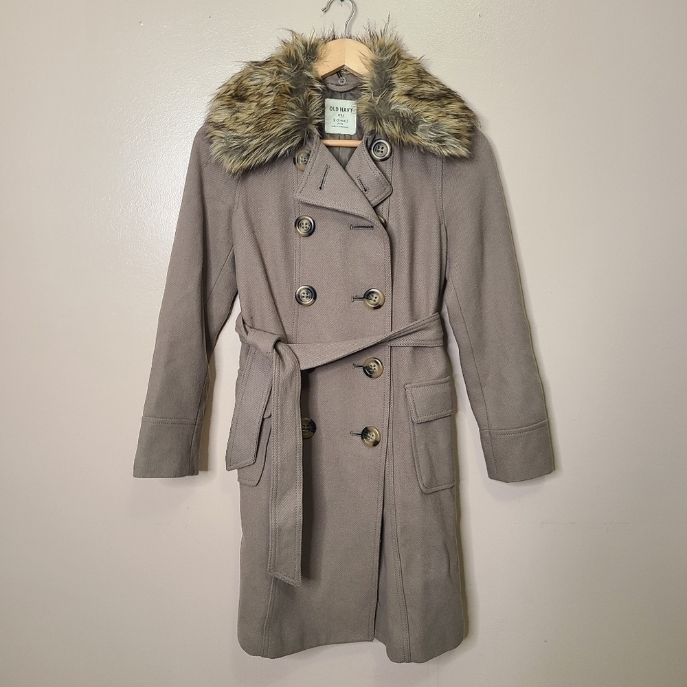 Old Navy Fur Lined Wool Trench Coat